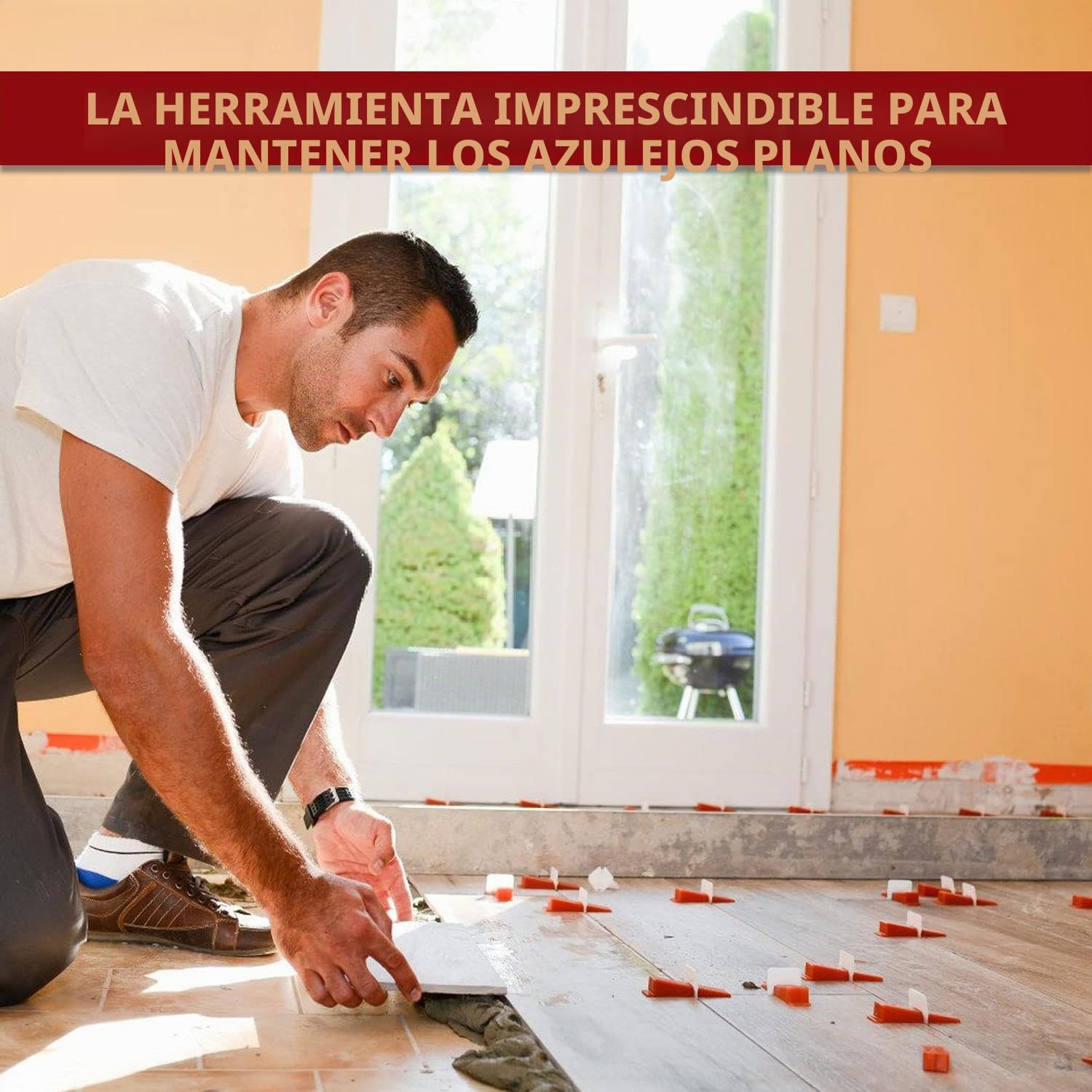 B-055-B 700 Piezas De Cuñas Niveladoras Suelo Sistema Nivelacion Azulejos Con 600 Clips Separadores De Baldosas De Mm y 100 Piezas De Cuñas Niveladoras Reutilizables