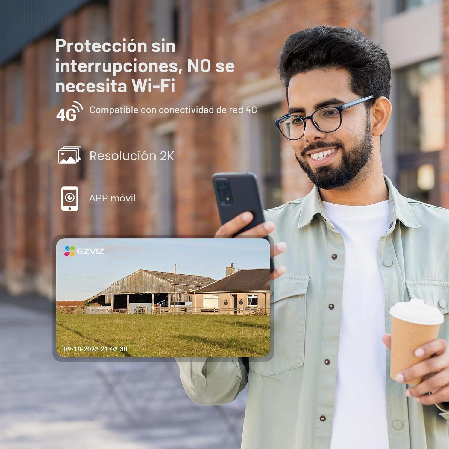 EZVIZ H8c 4G 2K Cámara de Seguridad WiFi para Exteriores Panorámica 350º Visión Nocturna