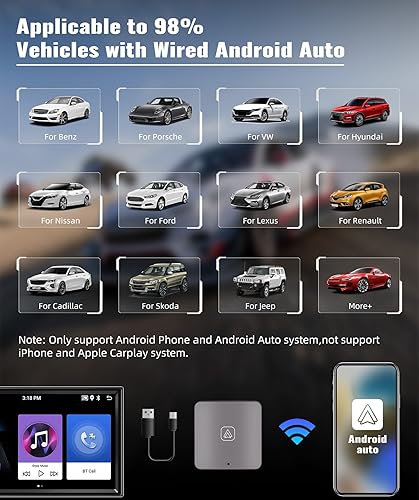 Miniatura 7 de CAMECHO Adaptador de coche inalámbrico Android Auto para fábrica OEM con cable Android Auto inalámbrico Android Auto Dongle Android Auto Adaptador