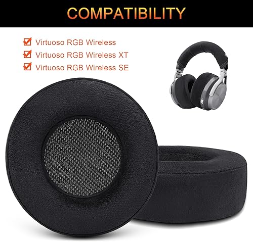 Miniatura 8 de Almohadillas de repuesto mejoradas para auriculares Corsair Virtuoso RGB Wireless SE XT, tela premium, espuma viscoelástica más suave, grosor
