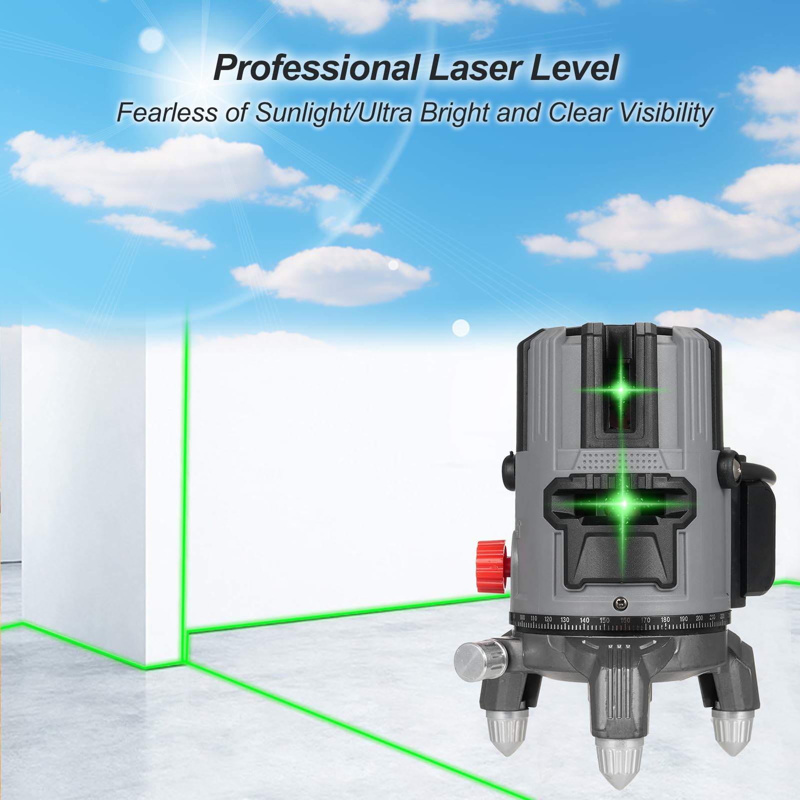 Jemora Livello portatile a 2 linee Livello professionale Raggio verde 3° Autolivellante Livello multifunzione Strumento di livellamento impermeabile antiurto e anticaduta con 2