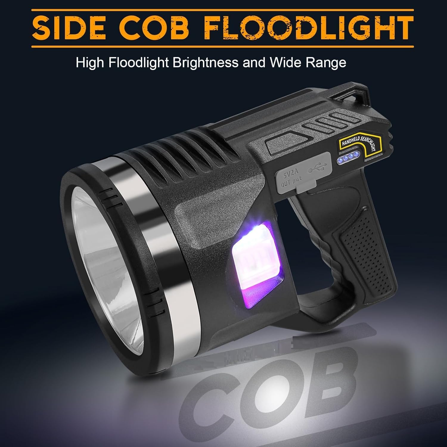 AMPLIN 1000000 Lumens Spotlight, Super Bright LED Spotlight Flashlight with Cob Light, Strap and 90° Adjustable Tripod, 15000mAh Long Lasting IPX7 Waterproof Handheld Spot Lights Outdoor, XX-Large 2