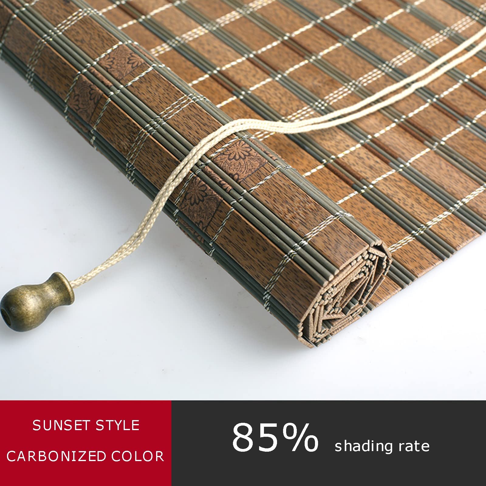 Tende in Bambu da Esterno,Carbonizzazione Naturale Tende A Rullo per Interni, Avvolgibile Bamboo, Oscurante Traspirante Tenda,per Giardino Balcone Porta Finestra,W80xH140cm/W31.49xH55.12in