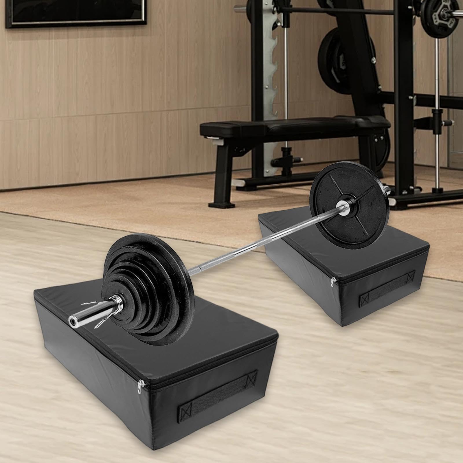 2 Piezas Barbell Cushion Pad Alfombrilla de Protección para Barra Drop PVC Y Esponja Reducción de Ruido Función Antigolpes Adecuada para, Negro, Individual