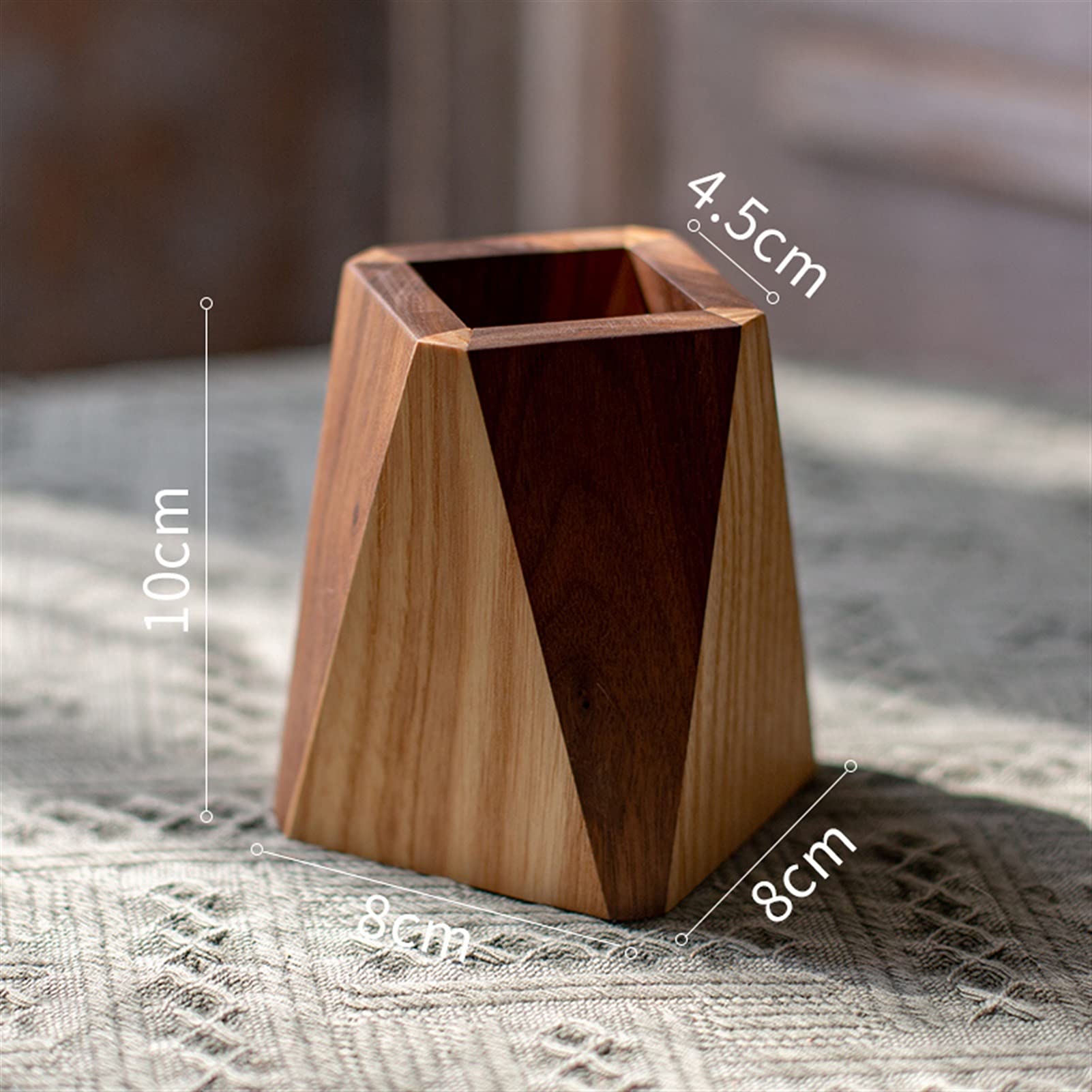 Pot à crayons en bois naturel de frêne vintage pour bureau, bureau et maison