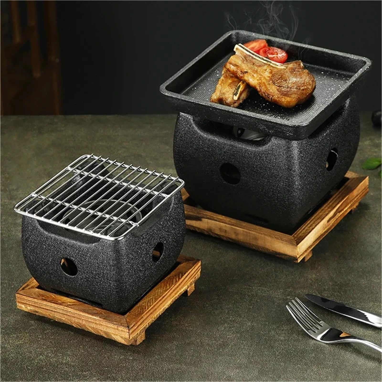 4 w 1 bezdymny wewnętrzny grill Chal Grill Wszechstronny żeliwny piekarnik do domu idealny do grillowania pieczenia i pieczenia łatwy do czyszczenia, idealny dla miłośników grillowania