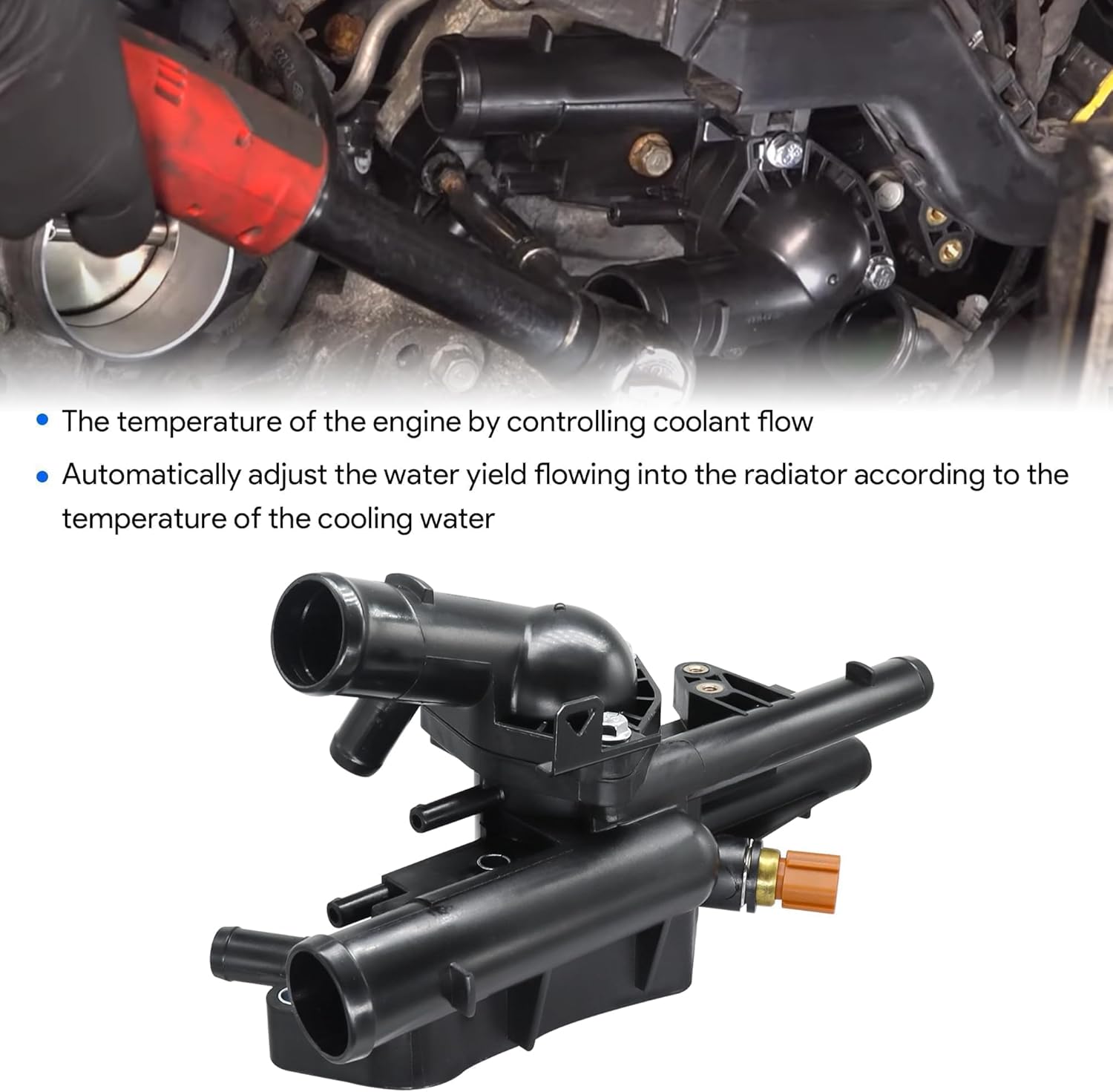 Coolant Thermostat Housing Assembly 25600-2G500 for Hyundai Sonata Tucson Santa Fe Sport 2010-2016 Kia Sportage Optima Sorento 2011-2016 2.4L L4 Replace 256002G500 86025 86230 902-5128 81706