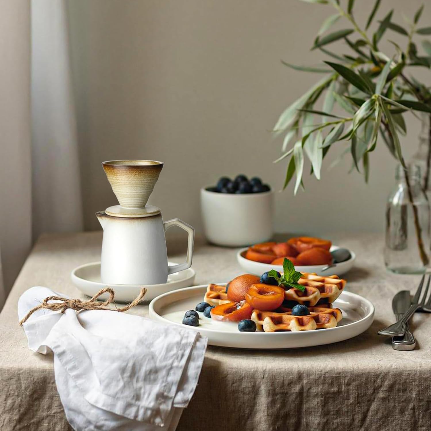 Pour Over Coffee Maker,Ceramic Coffee Maker 20oz/620ml Pour Over Coffee Dripper (White)