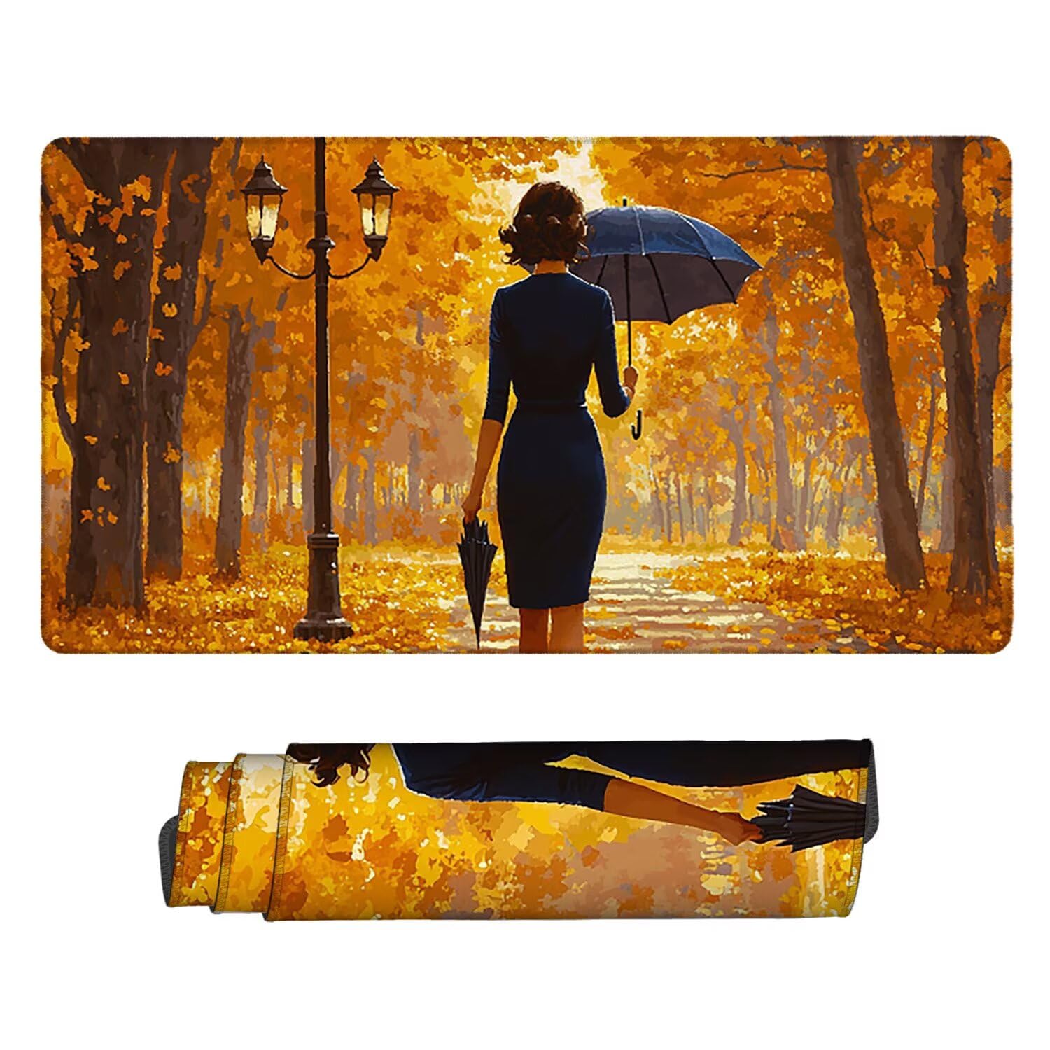 Podkładka pod mysz, podkładka pod mysz do gier na biurko jesień kobieta podkładka pod mysz 1200 x 600 mm duża podkładka pod mysz biurkowa biurko, odpowiednia do notebooków i komputerów stacjonarnych