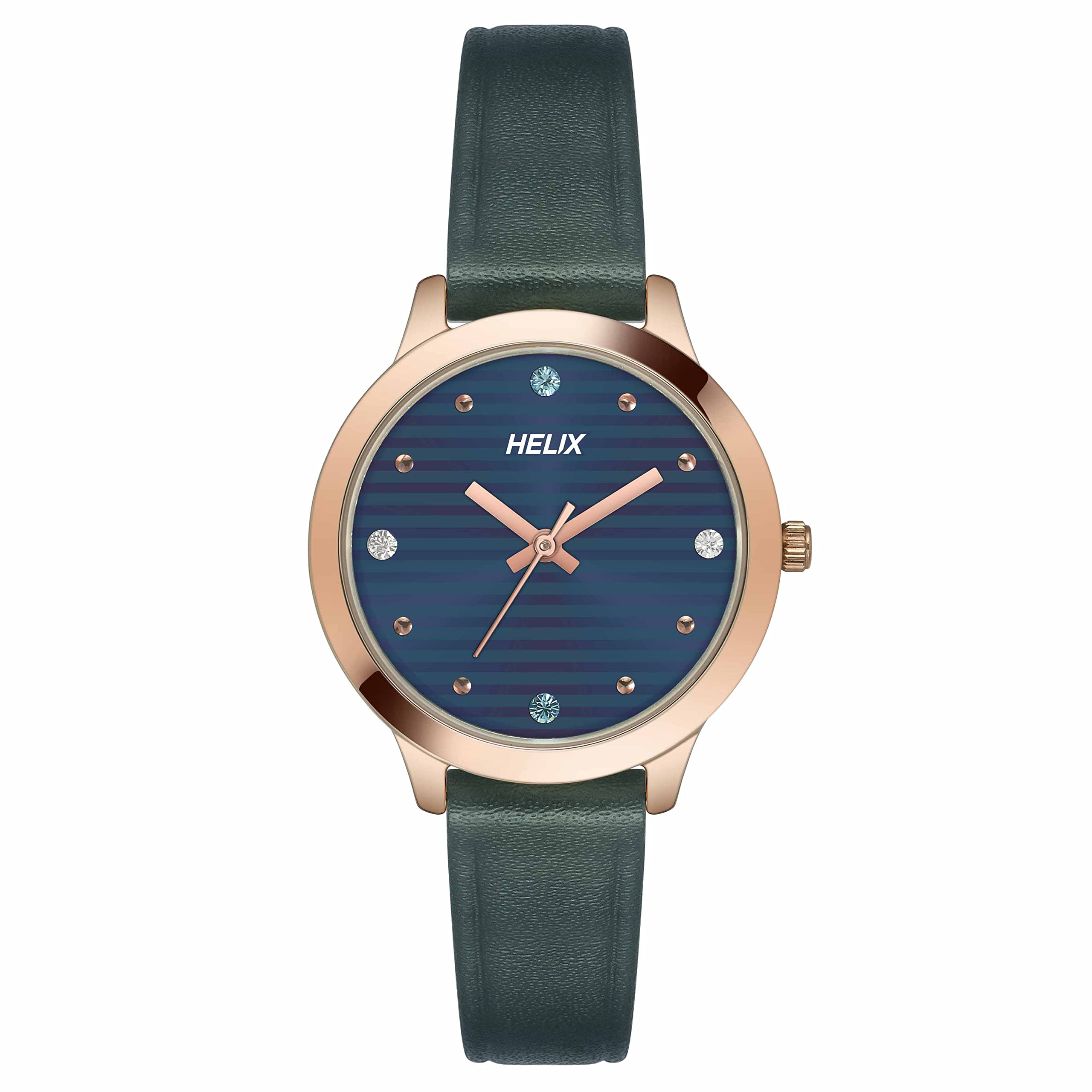 Helix by Timex Blue Round Analog Watches for Women | Quartz Movement Leather Strap Ladies Watches | Upto 30 m Water Resistance with Buckle Closure | Gift for Women TW022HL22 (B0BQY46Y47) Amazon Price History, Amazon Price Tracker