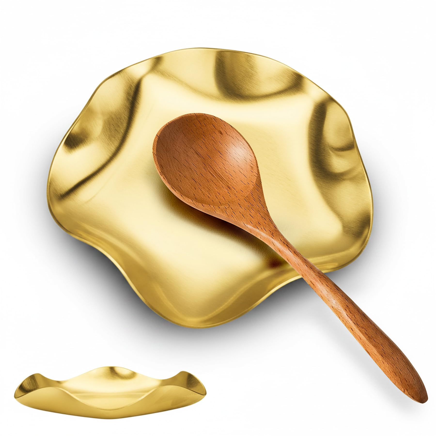 VanlonPro Stainless Steel Spoon Rest, Spatula Ladle Holder, Stainless Steel Utensil Spoon Rest Holder, Brushed Finish, Dishwasher Safe 5.9 Inch (Flower Gold 1PC)