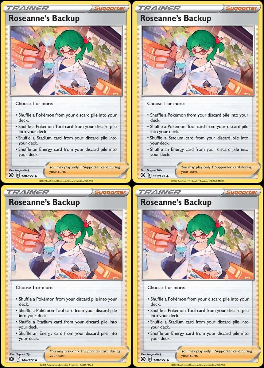 Pokemon Roseanne's Backup 148/172 - Brilliant Stars Trainer Card Lot Playset x4