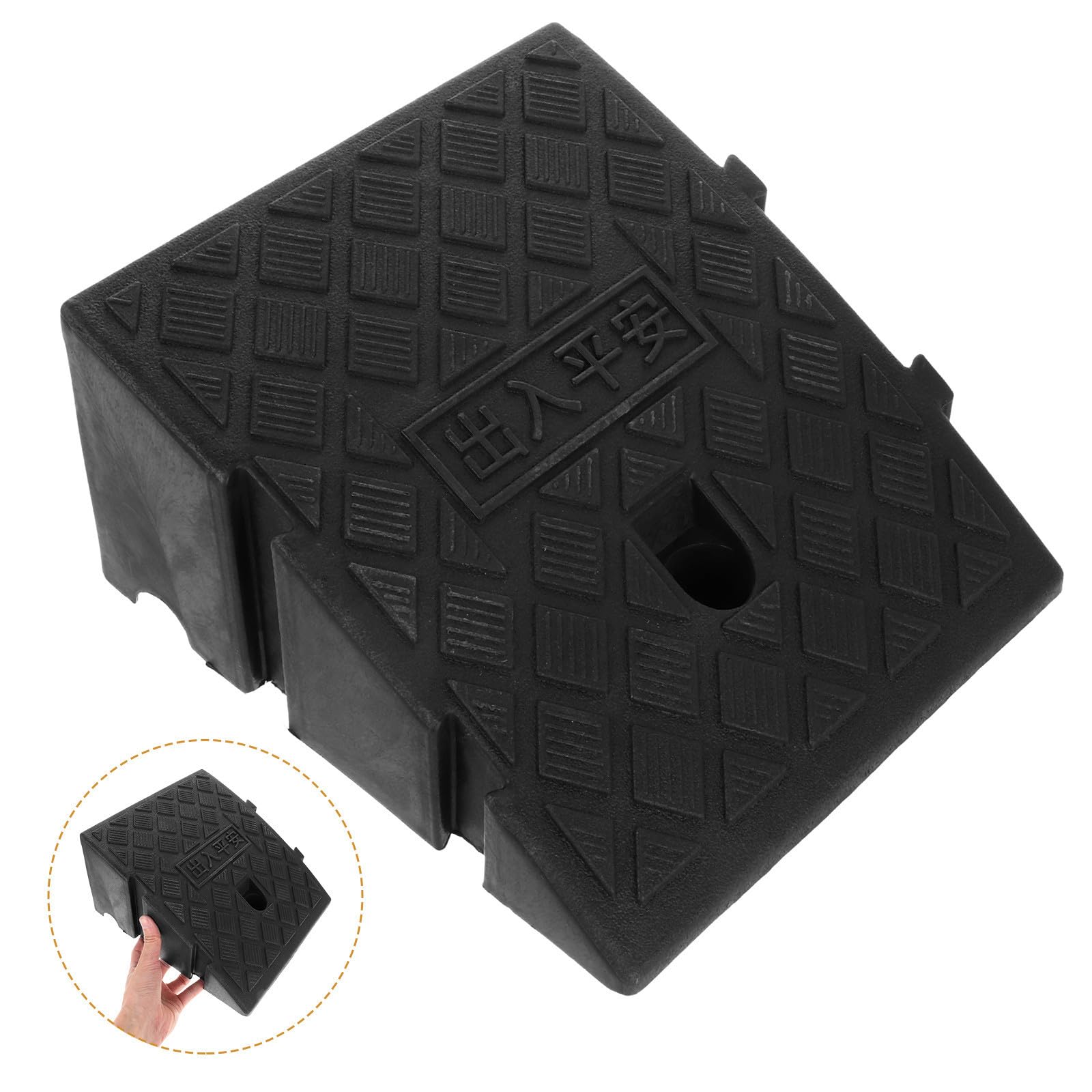 Rampa Portátil Pequeña de Plástico Negro para Vehículos y Sillas de Ruedas
