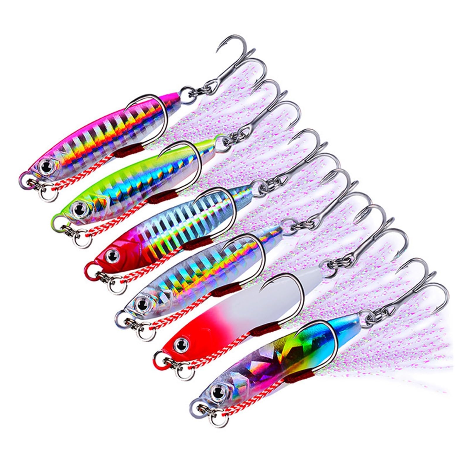 Przynęty wędkarskie, 3D Eyes Miękka przynęta wędka 6 szt. Metal Jig przynęta wędkarska twarda Isca sztuczna bionika przynęta waga 7-30g powolna łódź morska tonące przynęty dla Whopper Pike Fish(6 Pcs