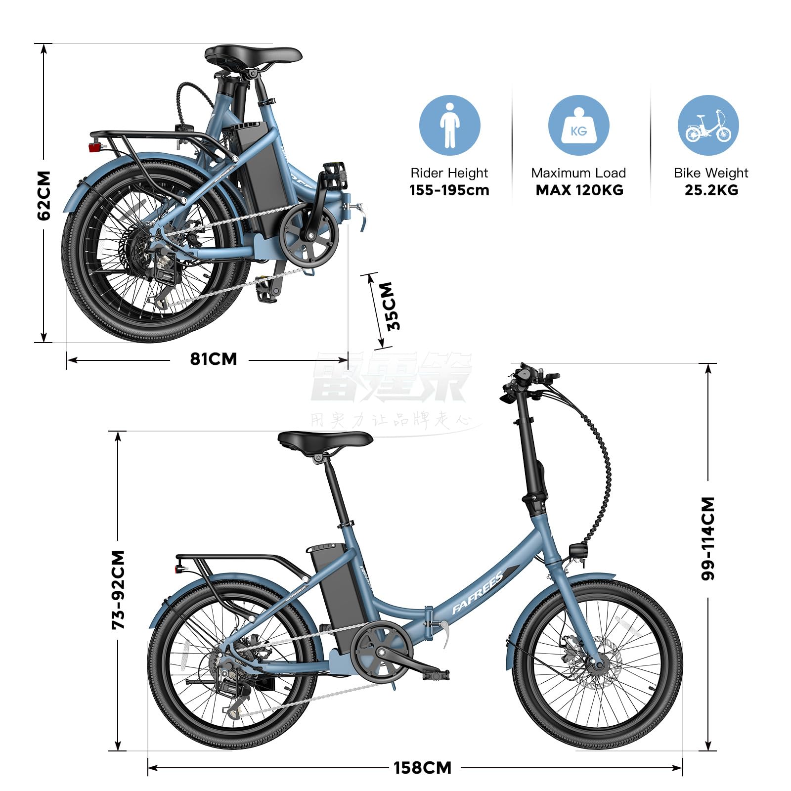 Fafrees F20 Light [ Offiziell ] E-Bike Damen Klapprad 36V 16,75AH Akku, Ebike 250W 120kg Elektrofahrrad Max. 25km/h, E Fahrrad Herren, Foldable E Mountainbike 155-195CM -Update