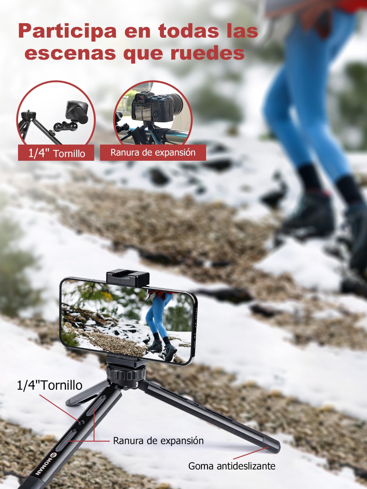 Mini Treppiede Da Tavolo Per Fotocamere E Smartphone – In Metallo, Portata 1.5 Kg, Attacco 1/4″, Compatto 12 Cm, Ideale Per Video E TikTok