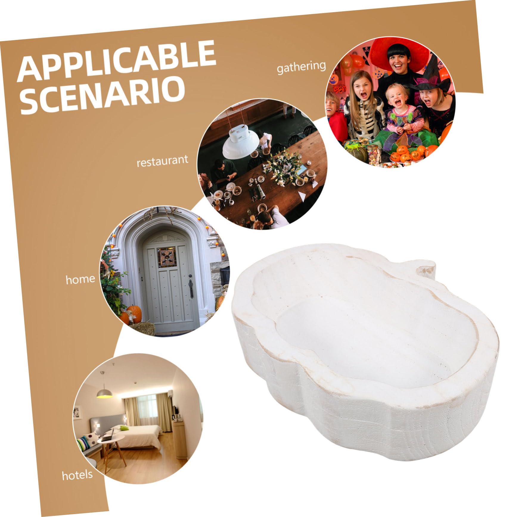 Cabilock 5 Piezas Compota de calabaza y cuenco de madera Bol de madera para ensaladas decoración de acción de gracias de otoño bandeja para servir con forma de pata plato de sopa delicado