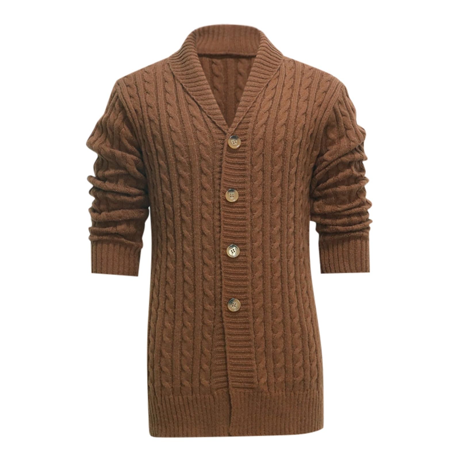 Abrigo de punto largo para hombre, túnica gruesa hasta la rodilla, abrigo de invierno, cálido, cortavientos, con botones, abrigo de invierno, cárdigan de punto, chaqueta de invierno monocolor