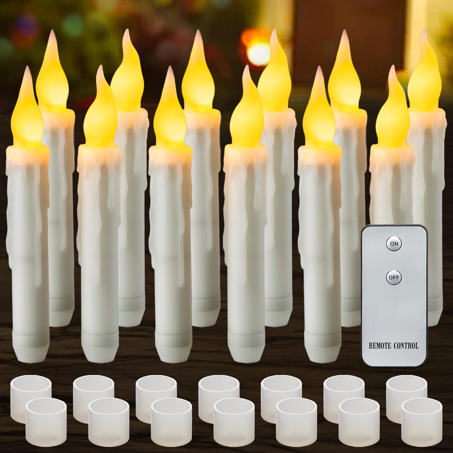 Bougies Led Noires/blanches Avec Flamme Vacillante, Bougies D'église Votives Sans Flamme à Piles Pour Décoration De Tombe D'halloween, 1 Pièce
