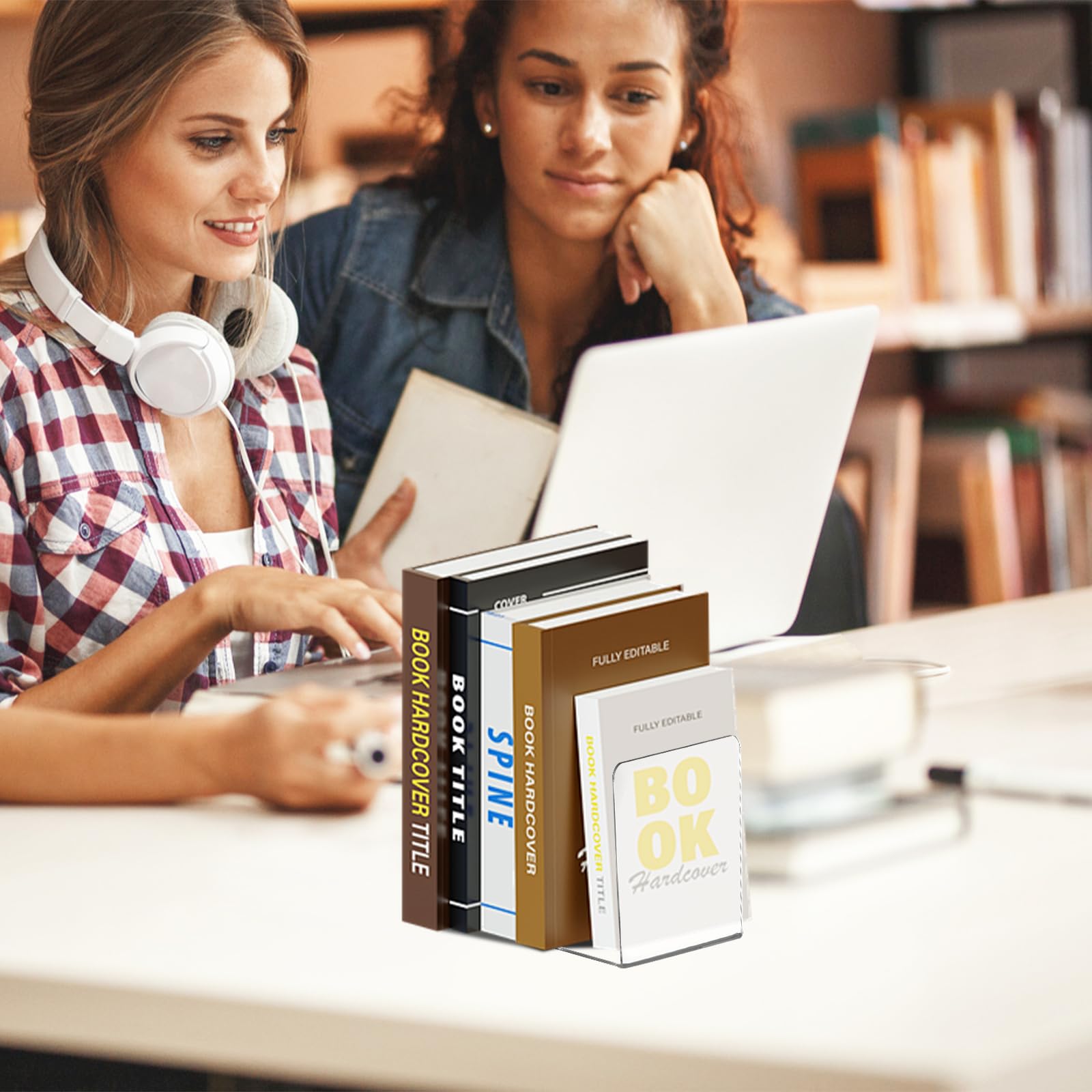Lot De 6 Serre-livres En Acrylique Transparent - Design Minimaliste, Gain De Place, Pour étagère Et Bureau
