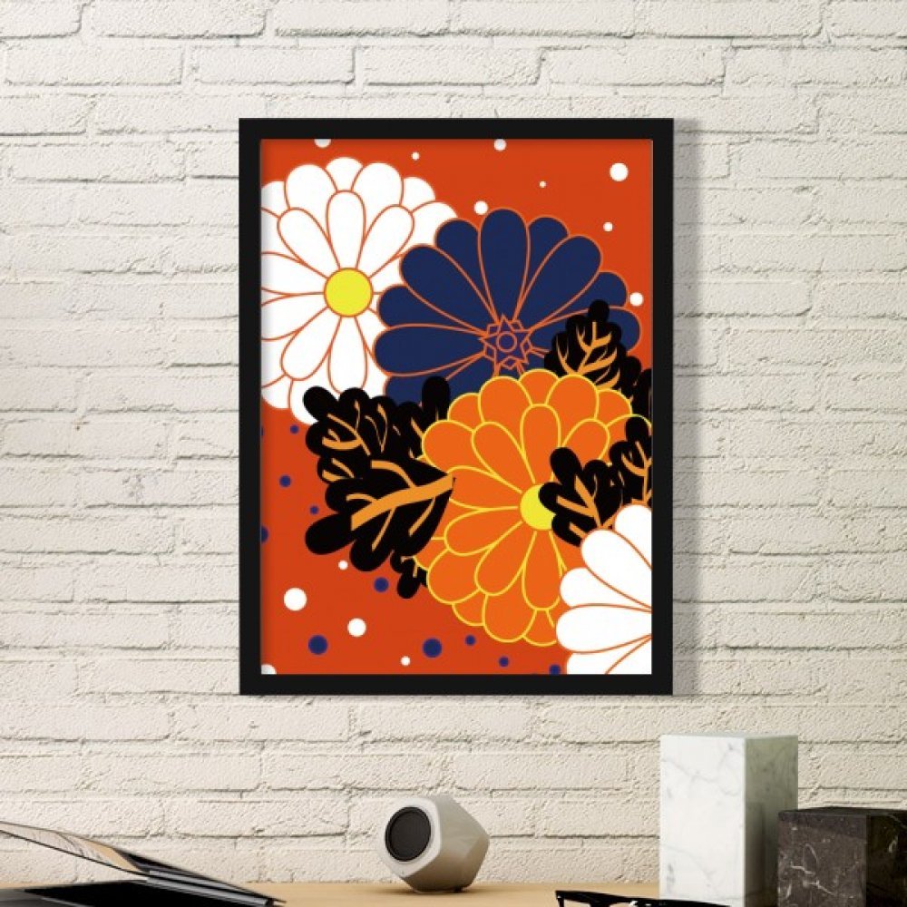 Cadre photo en bois de qualité peinture fleurs chrysanthème style chic