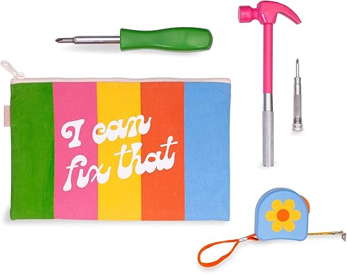 ban.do Lindo kit de herramientas básicas para mujer, kit de herramientas pequeño con martillo de garra, cinta métrica de 10 pies y juego de