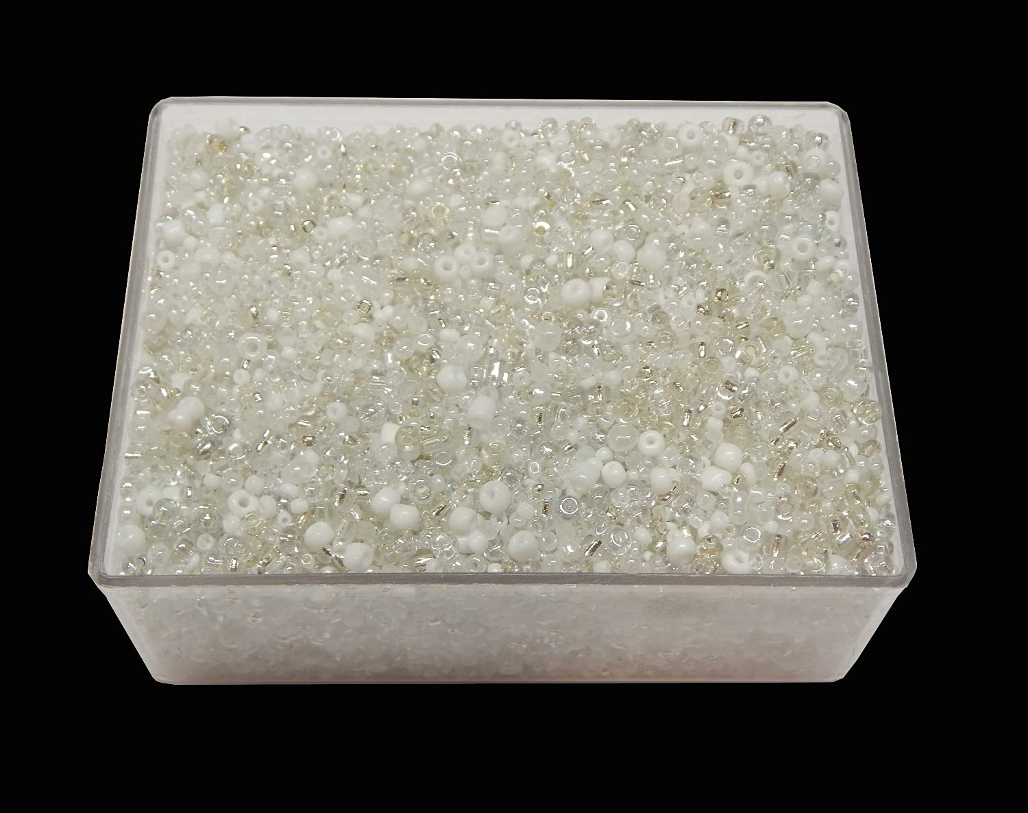 Perlin Pack of 3000 Mixed Size Round Glass Seed Beads (White, Mixed Colors) 2mm 3mm 4mm - Image 4