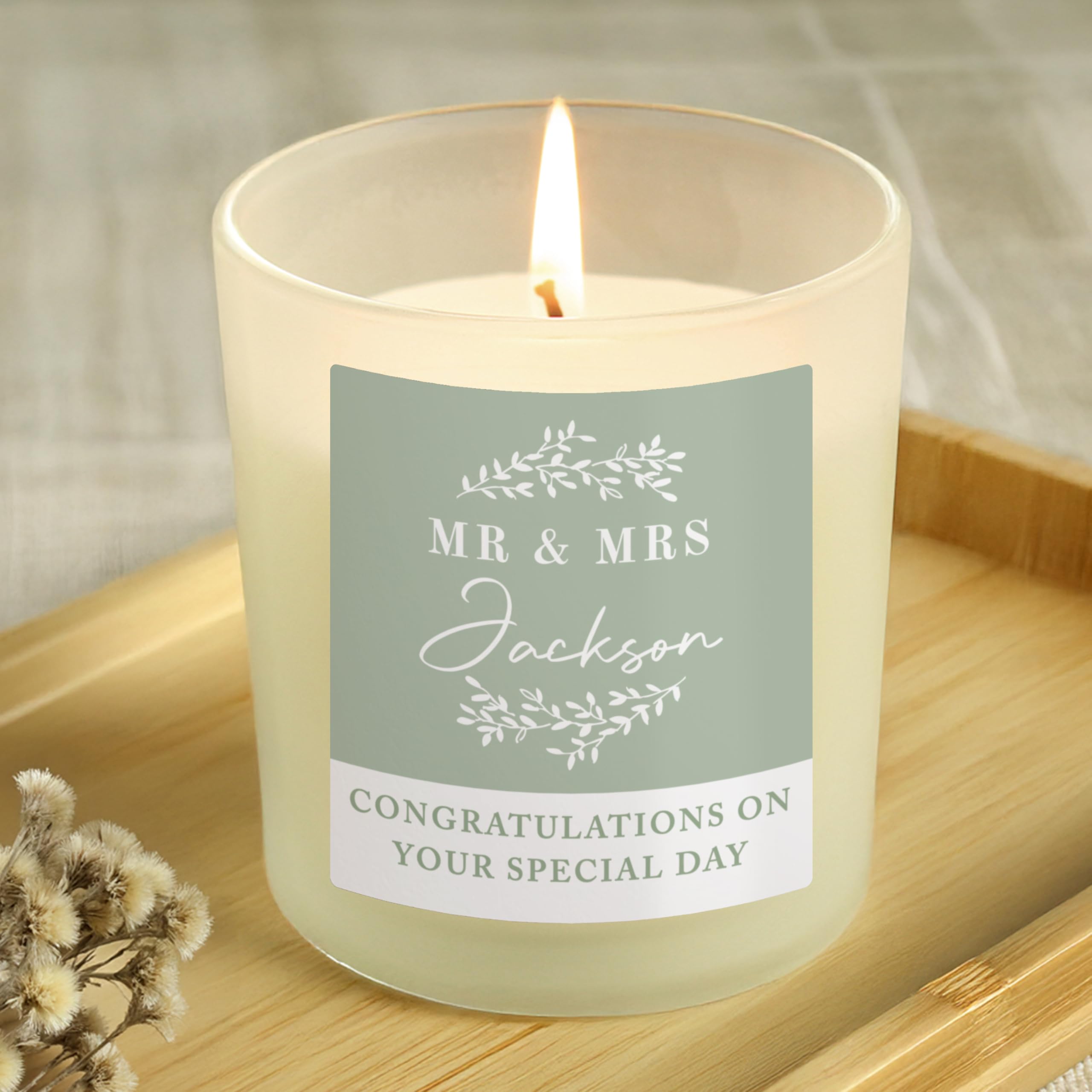 Custom Personalised Couples Glass Candle in a Jar - for Wedding, Couples, Engagement, Anniversary, Valentine's
