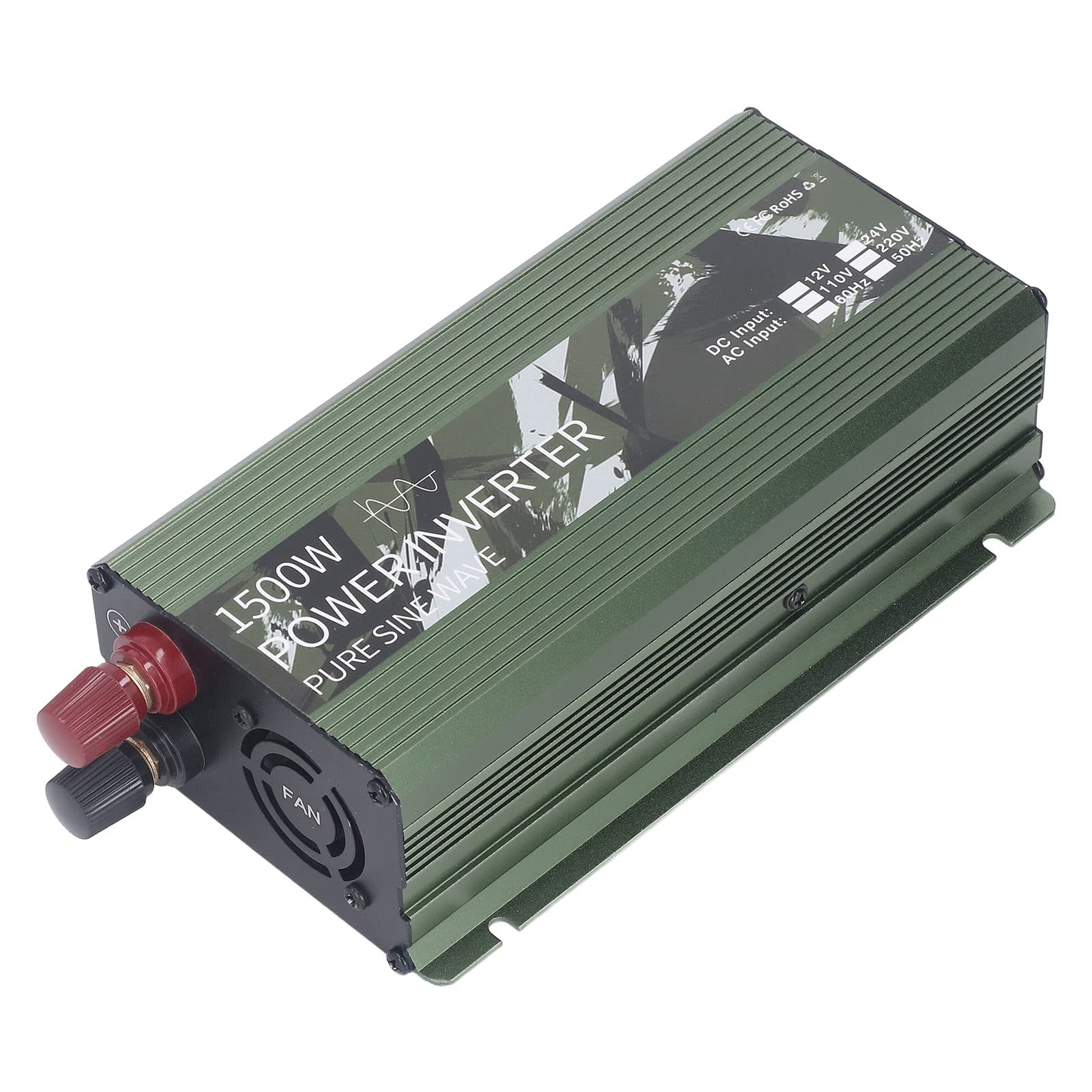 Przetwornica Czystej Fali Sinusoidalnej o Mocy 1500 W Stop Aluminium DC12V Do AC220V Falownik Samochodowy na energię słoneczną Rzeczywista Moc Wentylatora Chłodzącego o Mocy 600 W
