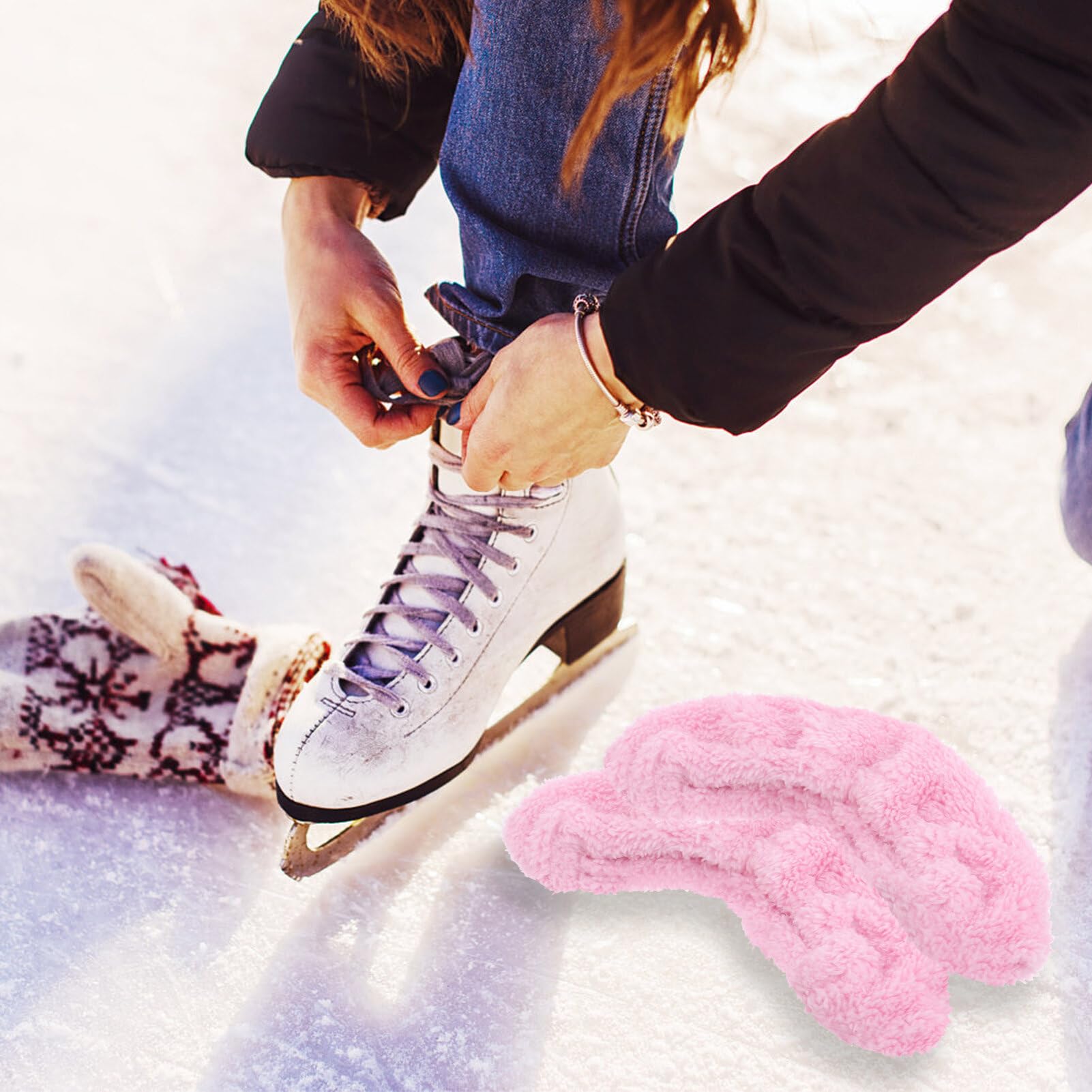 VANZACK Protège-Patins À Glace Couvre-Lames De Patins À Glace Protège-Patins pour Patins De Hockey Housse en Velours pour Tout-Petits Enfants Jeunes Adultes Hommes Femmes Garçons (Rose L)