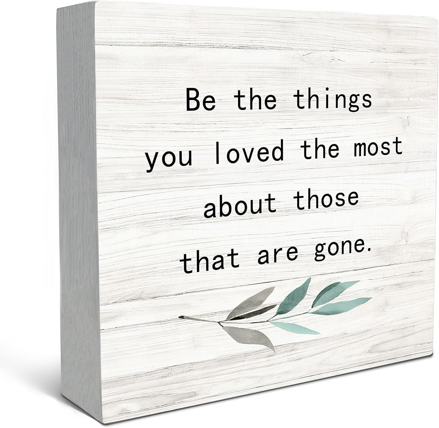Rustic Wooden Box Sign 5x5 Inch Sympathy Quote Tabletop Decor