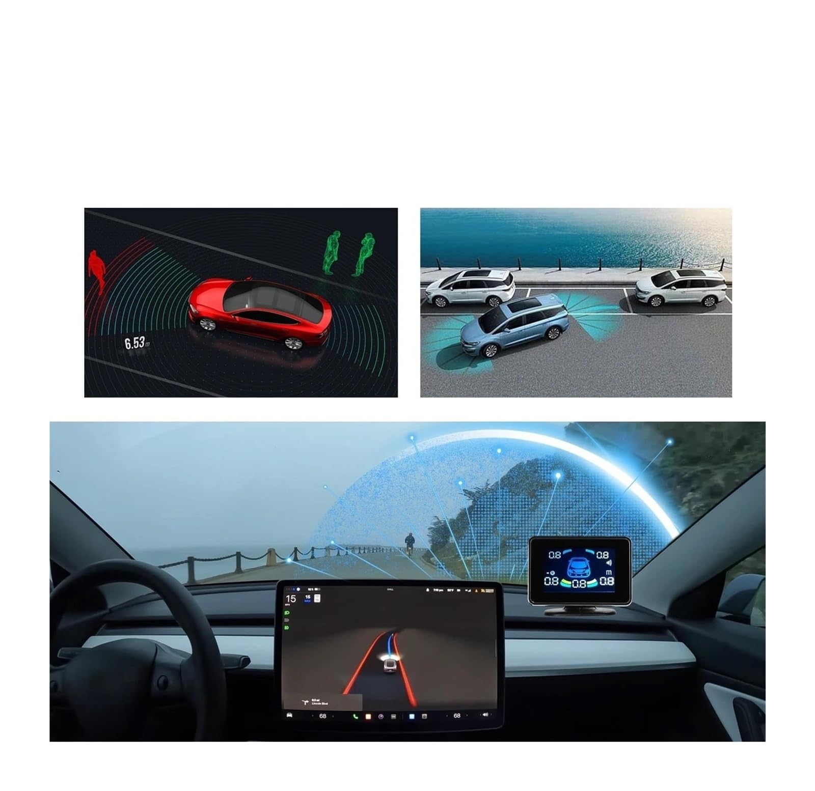 Sensore Parcheggio Radar Retromarcia Per Auto Supporto Anteriore Posteriore Avviso Sonoro/cicalino/muto Con 8 Macchina Sensori