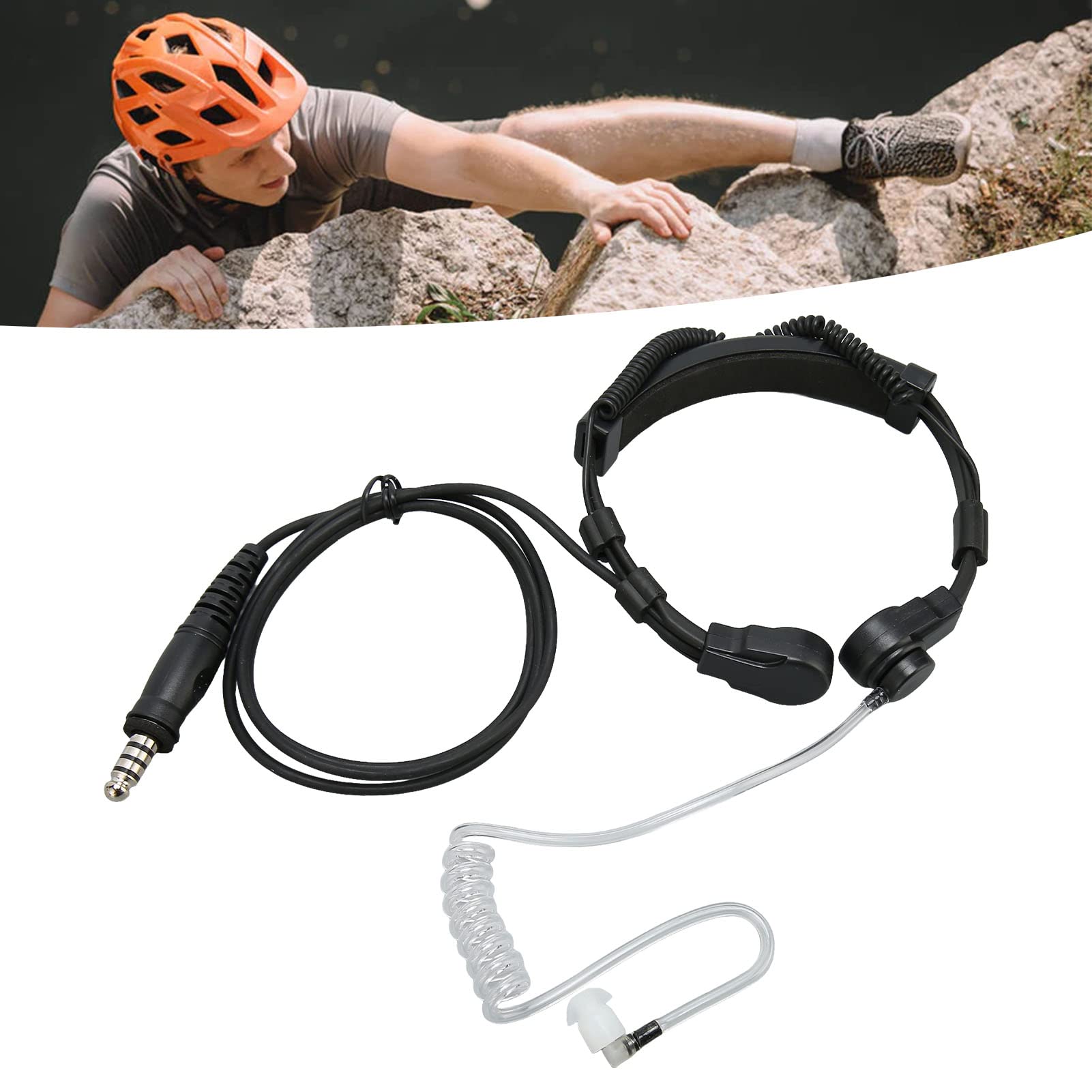 Adattatore PTT U94, Auricolare per Microfono a Gola per Alan per Midland Radio, Cavo Adattatore Militare Push-to-talk a Mani Libere con Auricolare per Microfono a Gola