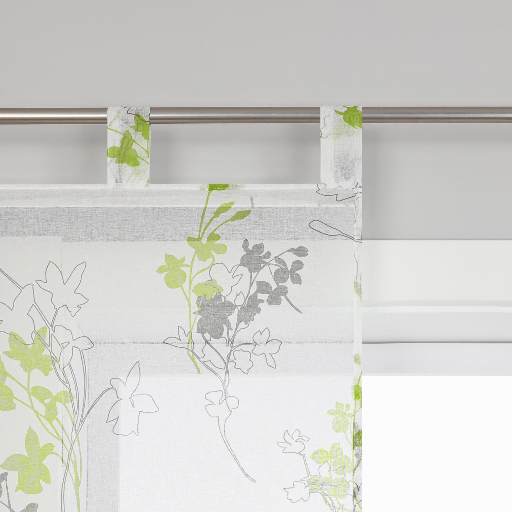 HeichkelL Schiebegardinen mit Blätter Transparent Gardinen 2er Set Schiebevorhänge Bedruckte Flächenvorhänge mit Schlaufen Grün BxH 57x145 cm