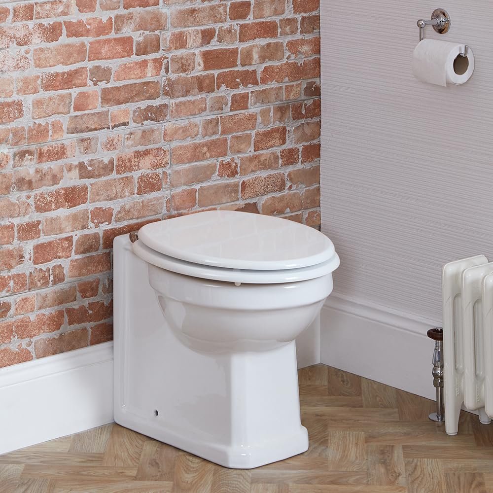 Milano Richmond Back to Wall Toilet Pan with White Seat - Chrome Hinges