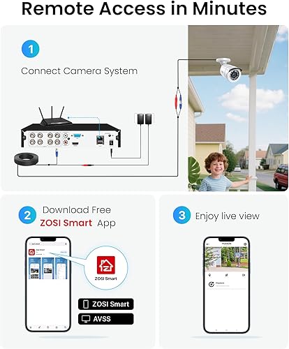 Miniatura 7 de ZOSI H.265+ Full 1080p Sistema de cámara de seguridad para el hogar con detección de vehículos humanos AI, 8 canales 5MP-Lite CCTV DVR (sin HDD), 4