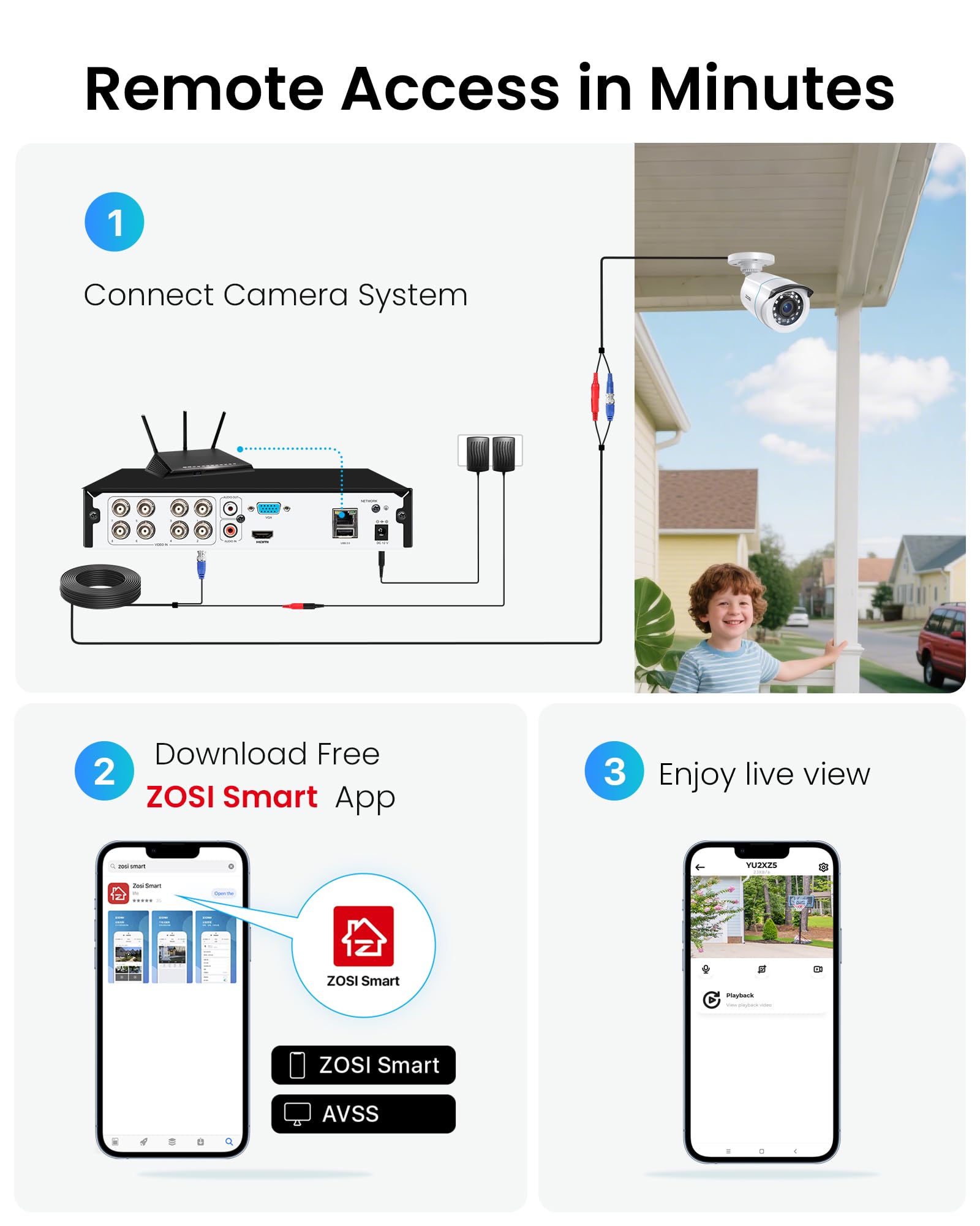 ZOSI 1080P Kit Cámaras de Vigilancia 4 Cámara Seguridad Cableada Interior/Exterior con 8CH 2MP DVR Sistema CCTV 500GB Disco Duro para Hogar y Negocio, Detección y Alarma de Personas, Visión Nocturna