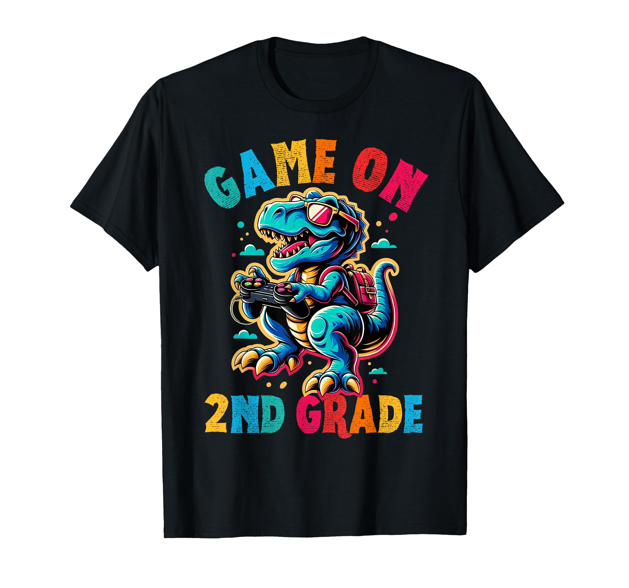 Dinosaur video games back to School 2nd grade boys Game on T-Shirt