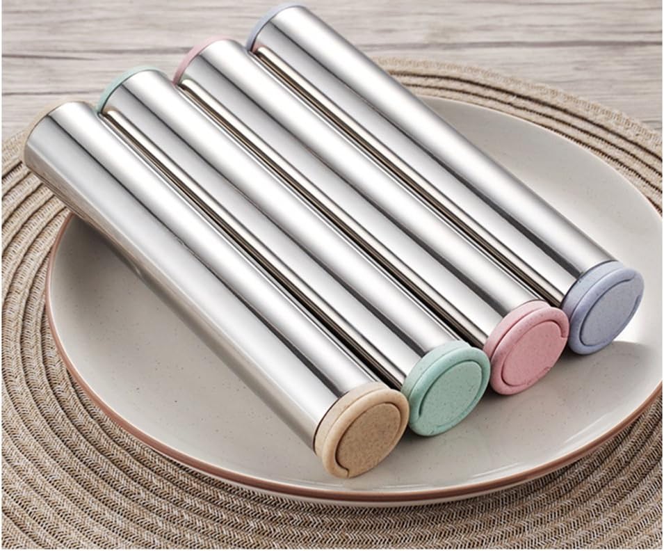 Lots 5pcs Wheat Straw Handle Stainless Steel Tableware Dinner Spoon Fork Chopsticks Flatware Sets Dinnerware Cutlery，Pink-5