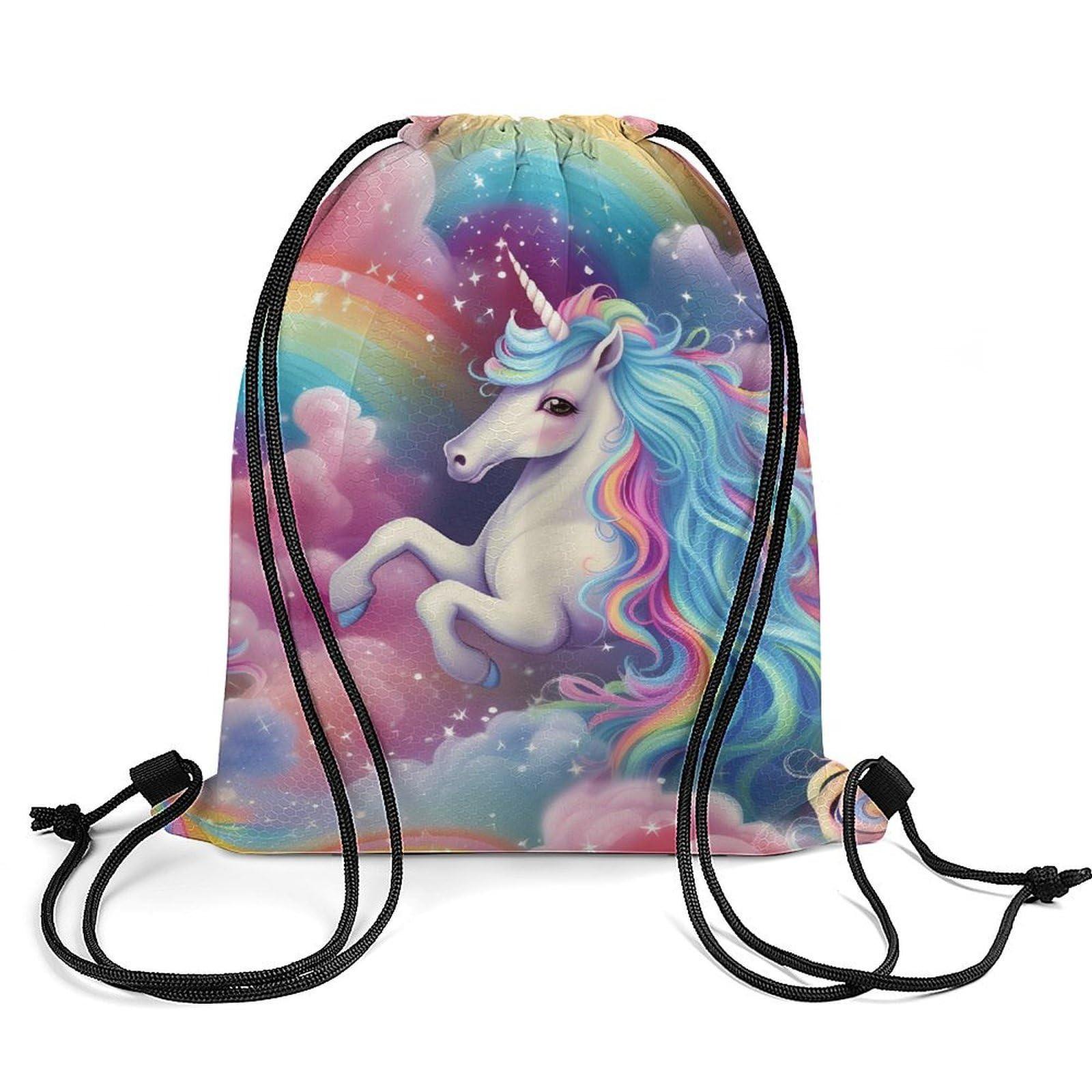 Unicorn Rainbow Drawstring Backpack Durable Sport Gym Bags Daypack for Men Women 35 * 42cm