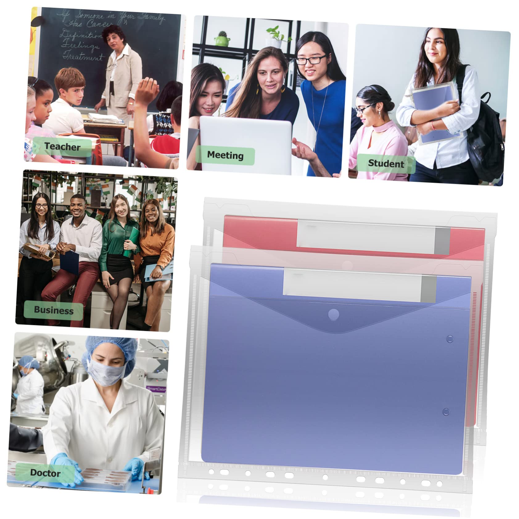 20 Pièces Pochettes Transparentes PP Plastique pour Classeur A4