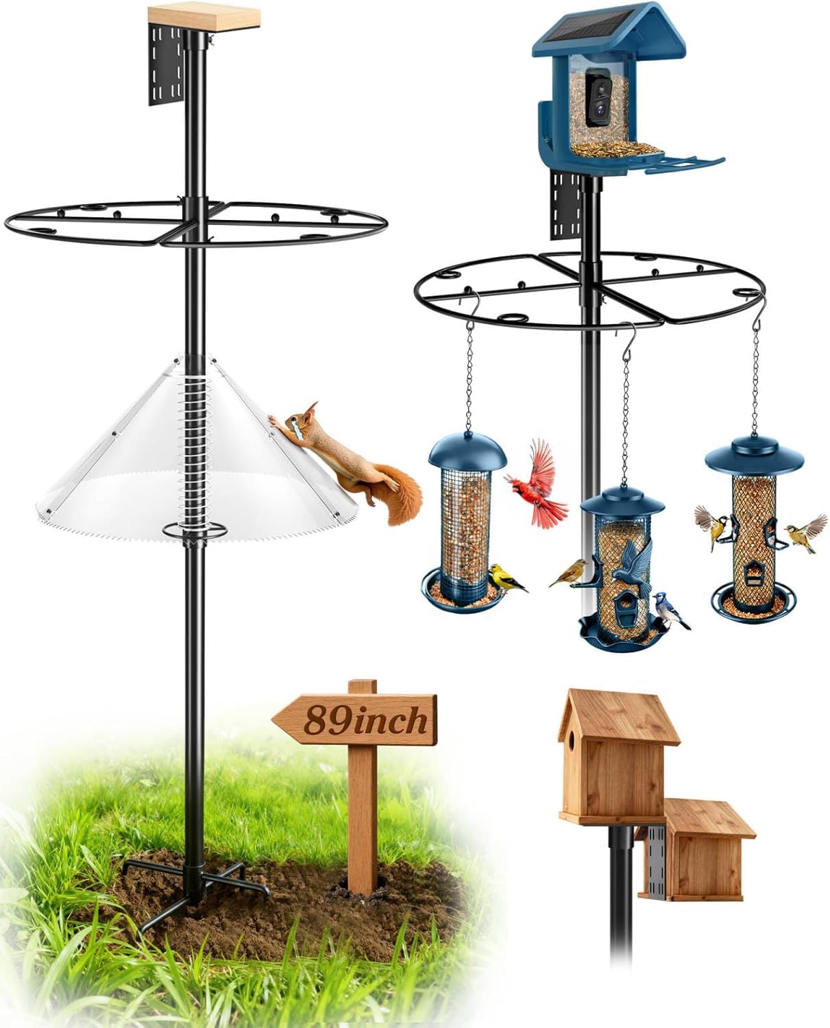onlyfly Bird Feeder Pole with Squirrel Baffle