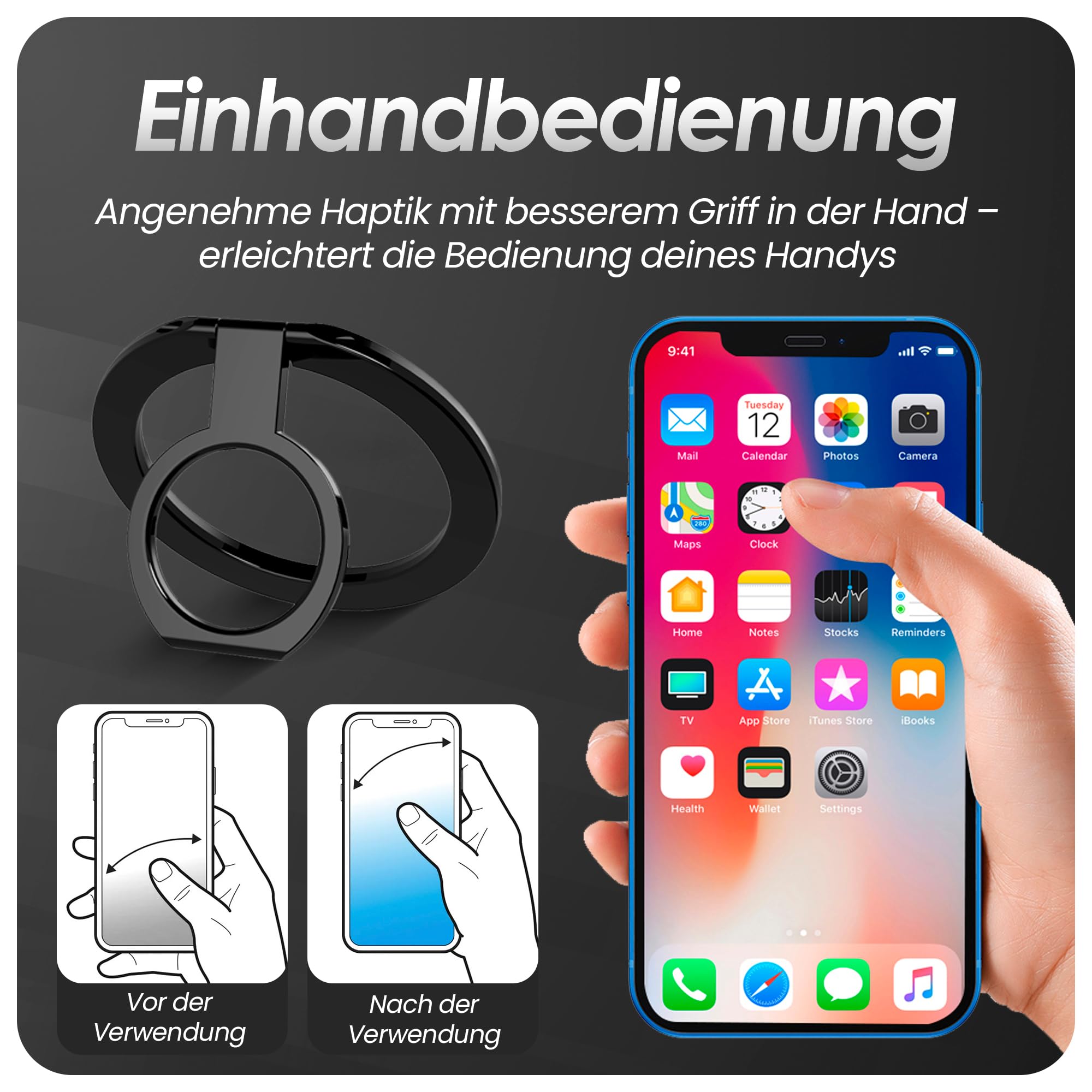 JETech Cover ad Anello Girevole a 360 Gradi per iPhone 15 Pro Max 6,7
