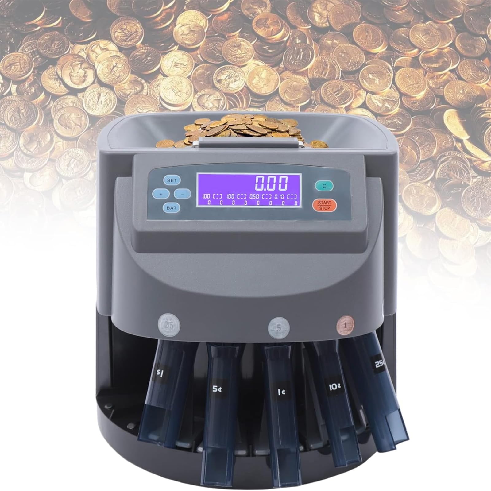 Contamonete Portatile, Contamonete Con Schermo LED, 216 Monete Al Minuto E Capacità Del Contenitore Di 300~500 Unità, Installazione In Pochi Minuti E Facile Da Usare, Per Banca, Negozio E Ristorante