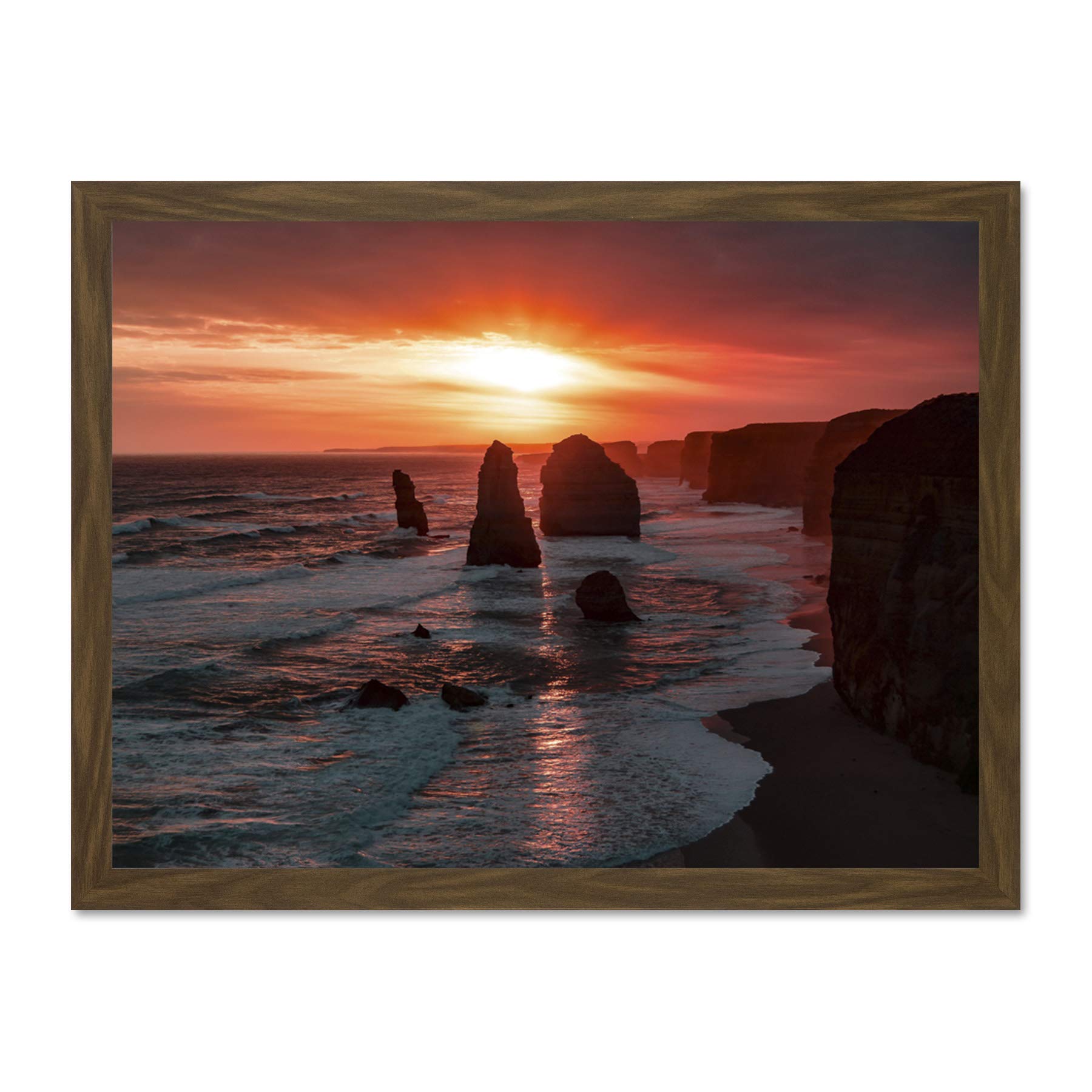 Holthausen Twelve Apostles Sunset Australia Large Framed Art Print Poster Wall Decor 18x24 inch