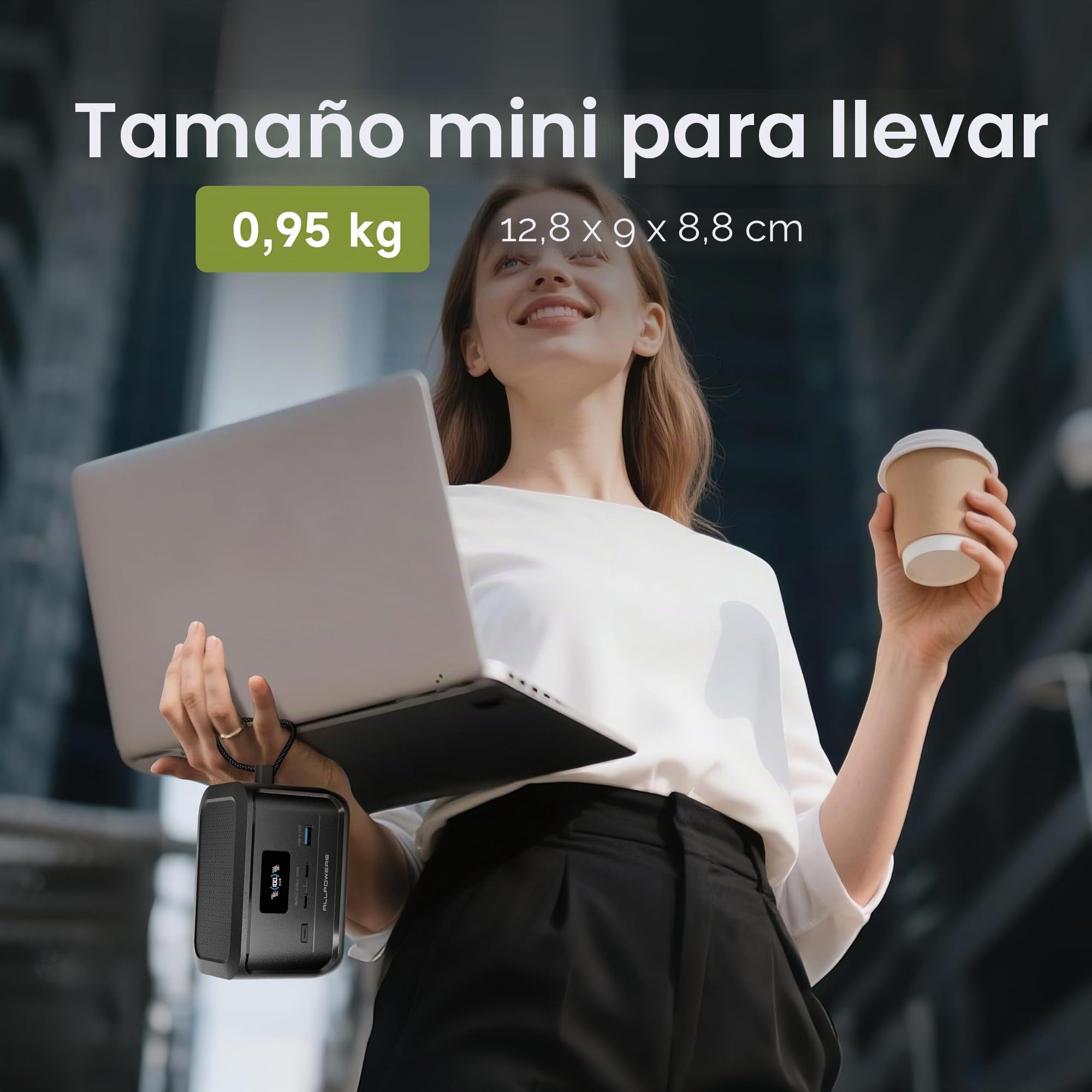 ALLPOWERS PB100 Powerbank con SP001 21W Panel Solar Plegable, 24000 mAh Batería Externa con Salida USB-C de 100 W Cargador Portátil con Pantalla Digital, Luz LED, Batería de Carga Rápida para Camping