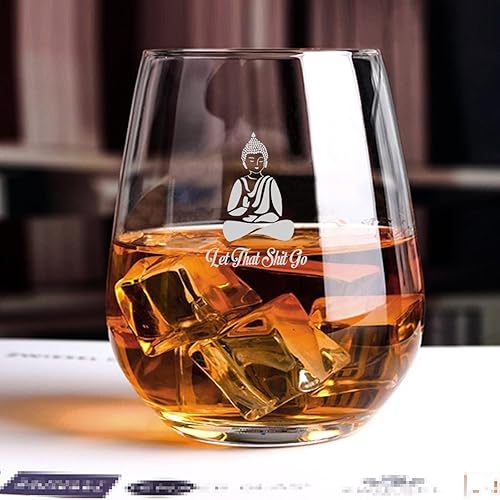 Miniatura 2 de Let That Shit Go - Copas de vino sin tallo grabadas divertidas, gran regalo para mujeres u hombres, cumpleaños, jubilación y día de la madre