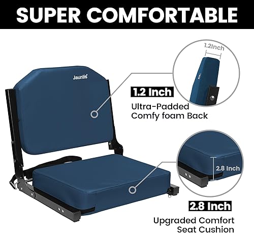 Miniatura 3 de Asientos de estadio para gradas, asientos de gradas con respaldo y cojín de espuma ultra acolchados y cómodos, sillas de estadio portátiles anchas