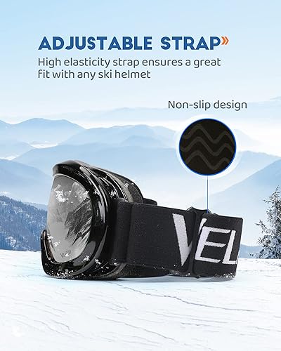 Miniatura 6 de VELAZZIO - Gafas de esquí para niños, gafas de snowboard OTG, antiniebla, lentes de doble capa, 100% protección UV