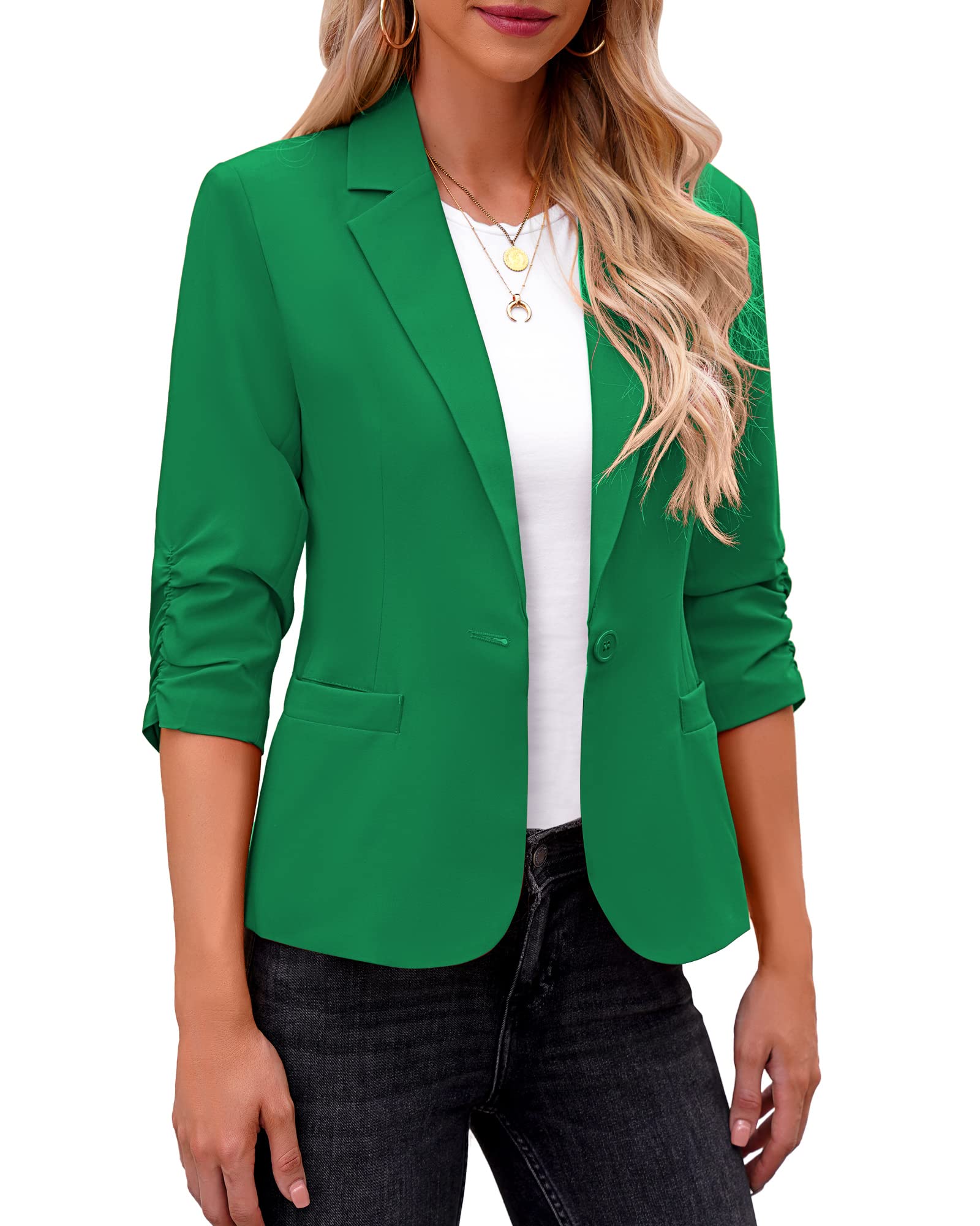 LookbookStoreBlazers for Women Suit Jackets Dressy 3/4 Sleeve Blazer Business Casual Outfits for Work